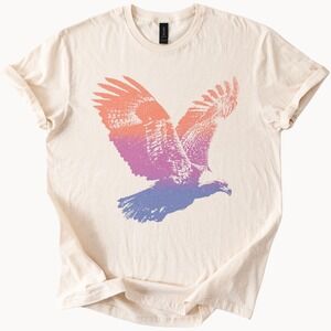 Gradient Eagle Silhouette Graphic Tee Bird Art Design